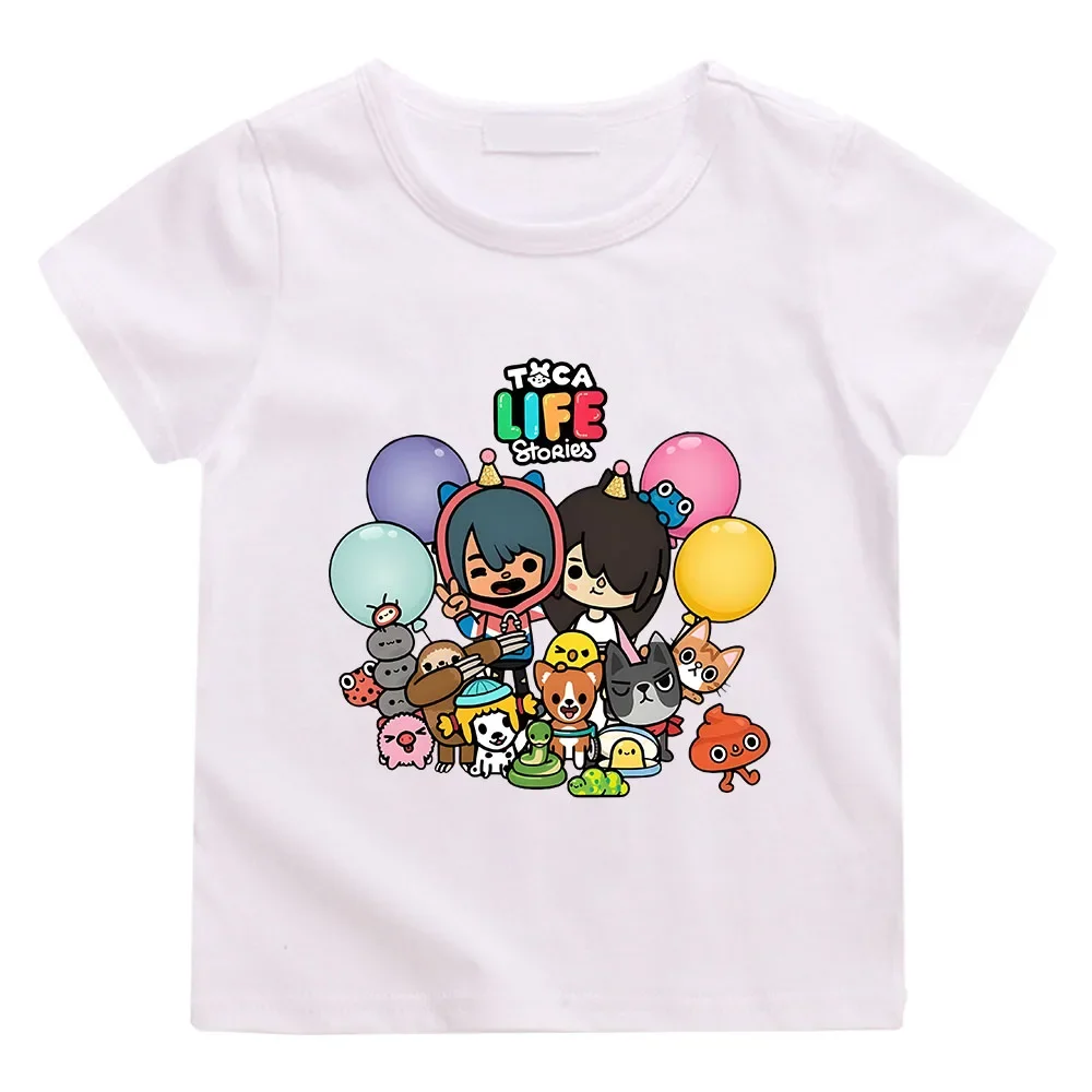 Girls/Boys Clothes Game Toca Boca and Gacha Life World Cartoon Graphic Printed T-shirt Kids Comfy Versatile Summer Short Sleeve 2
