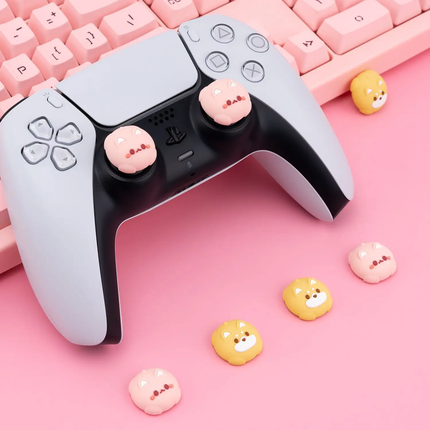 1Pcs Silicone Thunb Grip Caps For PS4 PS5 Cute Dog Cat Joystick Caps For NS Pro Cover Analog Thumb Stick Grips