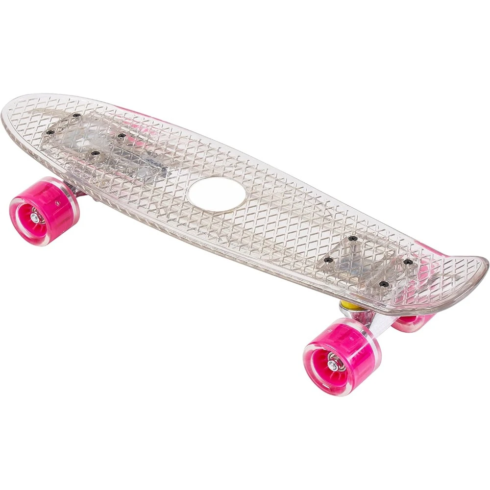 

22 Inch Skateboard- with Led Light Up Wheels for Beginners,Complete Mini Cruiser Retro Skateboard for Kid,Smooth Riding