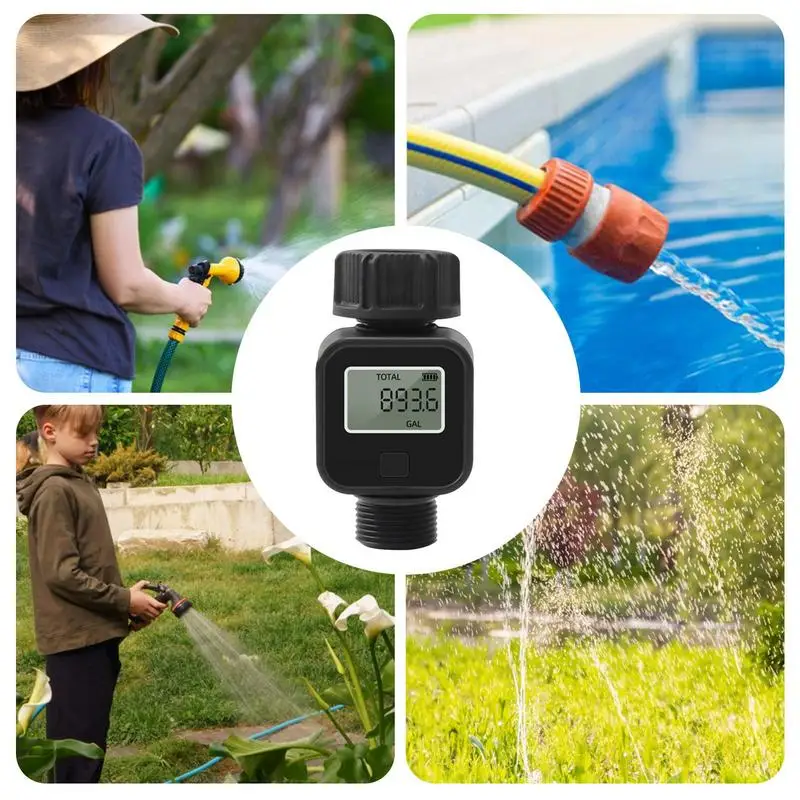LCD 디스플레이가 있는 계량기 물 흐름 계량기, 물 흐름 계량기 트랙, 갤런/리터 소비 및 잔디 유속