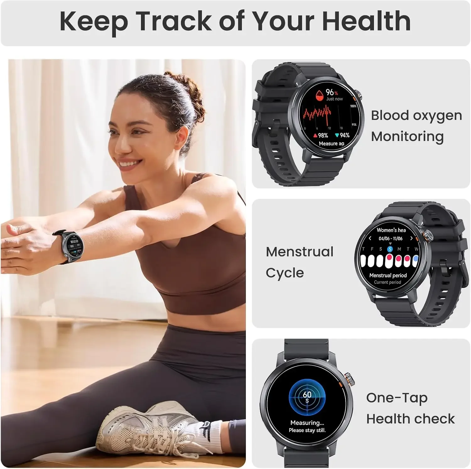 Montre Connectée KOSPET Orb – Écran AMOLED 1,43" – Appels Bluetooth, 18 Jours Autonomie – IP68 – Sport, Santé – Noir - 13