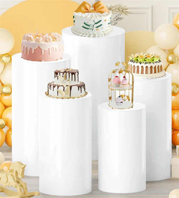 Birthday Cake Stand Set White Pedestal 3-Piece Cake Pedestal Stand