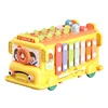 Multifunction Bus Children Toys Musical Instrument Cartoon Pulling Out Carrots Baby Montessori Educational Toys Bus Storage Box 6