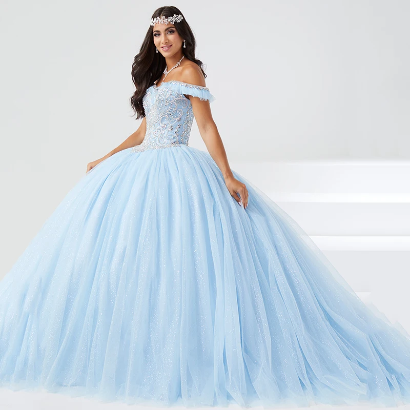 

Off the Shoulder Crystal Ball Gown Women Quinceanera Dresses Beaded Vestidos De 15 Años with Capes Quinceañeras Birthday فساتين