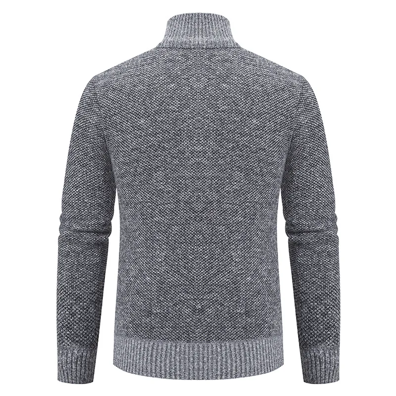 New Autumn and Winter New Men's Cardigan Stand Neck Plush Thickened Sweater Knitted Zipper Coat Men's Wear