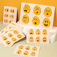 Facial Expressions Eggs Multiple Game Modes Wooden Easter Eggs Montessori Toy Emotion Puzzles Early Education for Boys Girls 2