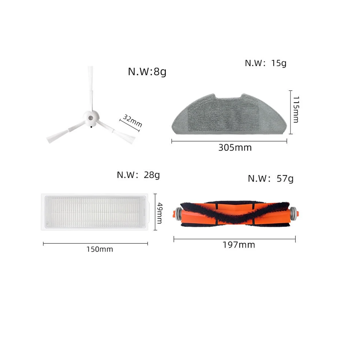 For Xiaomi Robot Vacuum Mop 2 Pro / Mop2 Lite / MJST1S MJSTL Main Side Brush Vacuum Cleaner Accessories Kit