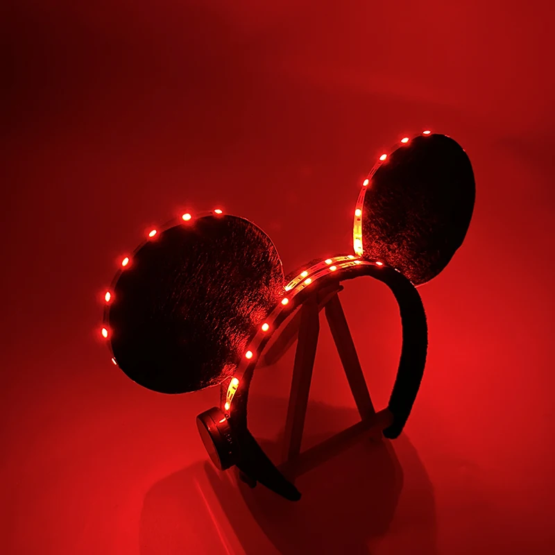 1/2 stücke LED Leuchtende Neon Maus Ohren Stirnband Mädchen Festival Stirnbänder Mickey Haarband Kinder Geburtstag Party Haar Zubehör – Detail 13