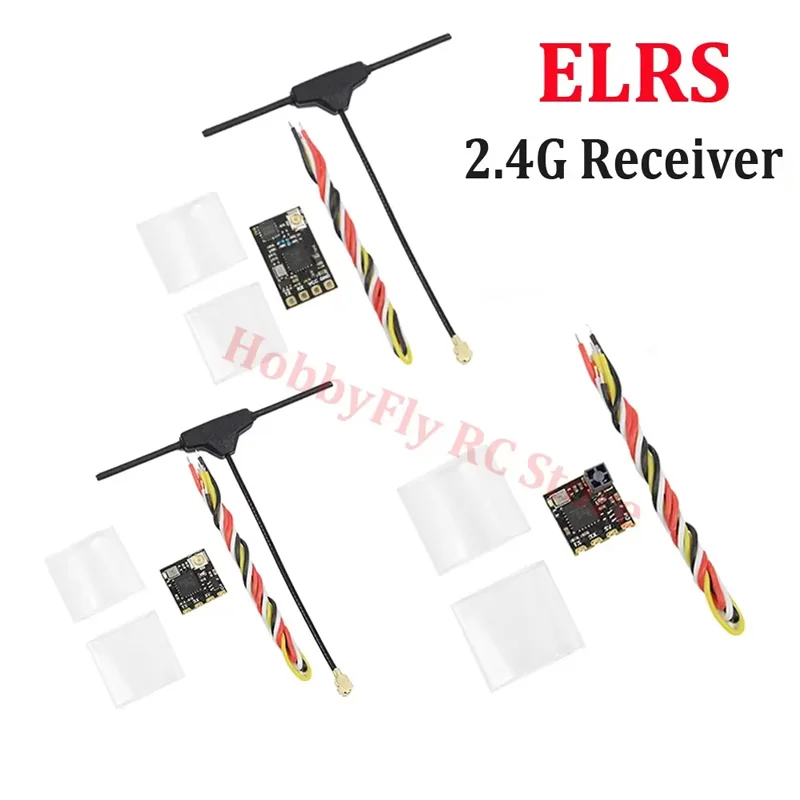 Vue de dessus du récepteur ELRS 2.4G CYCLONE NANO montrant les connecteurs et le bouton WiFi