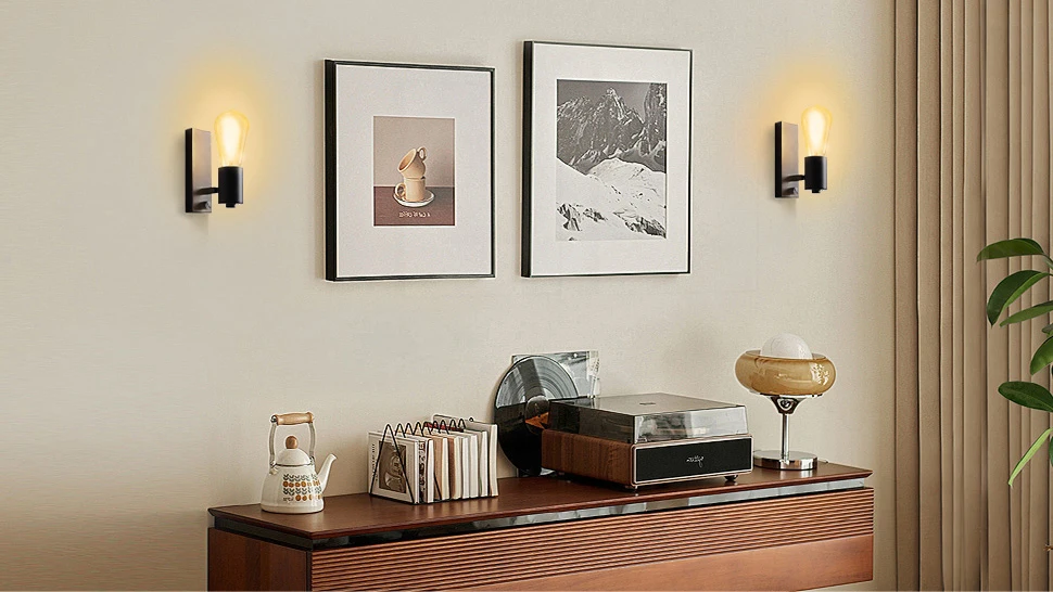 Description Picture 2 of itemRetro Wall Lamp Black Bedroom Light, E27 Wall Light Rotatable Living Room, Wall Spotlight Indoor for Hallway Stairs Balcony Loft