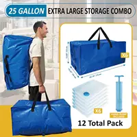 12 Pack Heavy Duty Extra Large Moving Bags with Backpack Straps & Large Vacuum Storage Bags Moving Supply Combo, Moving Totes wi 2