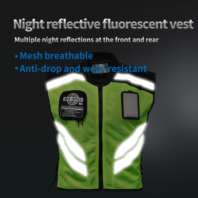 Motorcycle Riding Vest Warning Safety High Visible Rider Waistcoat Racing Moto Cycling Reflective Light Outdoor Sport Clothing