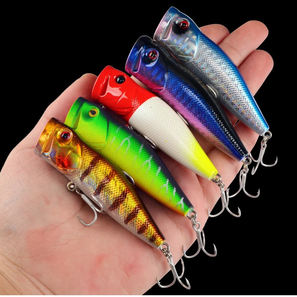 LINGYUE 1pcs Boxed Fishing lures Topwater Popper High Quality Baits 6.5m  10.5g Wobblers Crankbait with 6# Hooks 3D Eyes Pesca