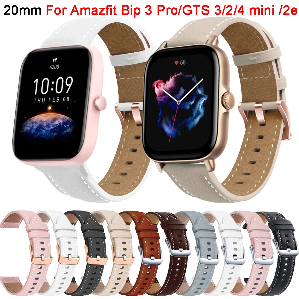 

Ремешок 20 мм для Amazfit Bip 3 Pro/GTS 4/3/2 mini/2e, кожаный сменный Браслет для GTS4 Mini/GTR 42 мм