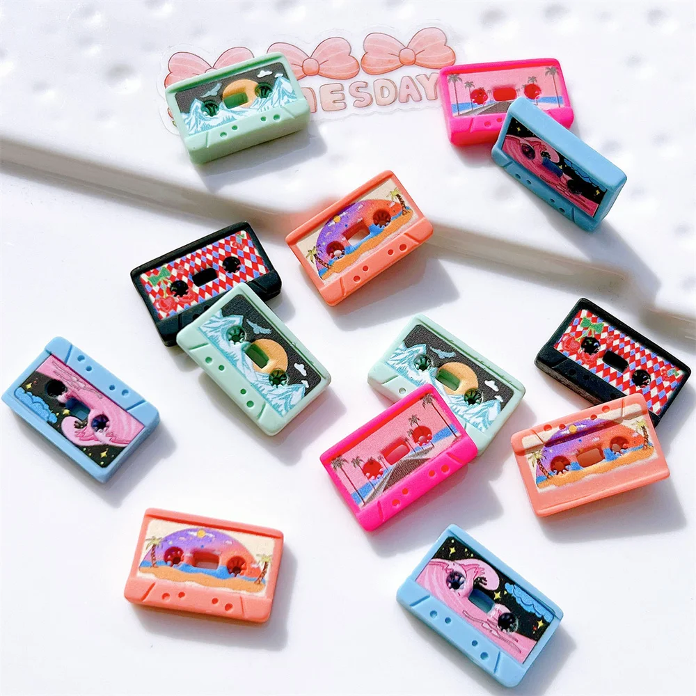 10Pcs Resin Simulation Retro Cassette Tape Creative DIY Miniature Home Arts Decoration Material Storage Box Phone Case Accessory