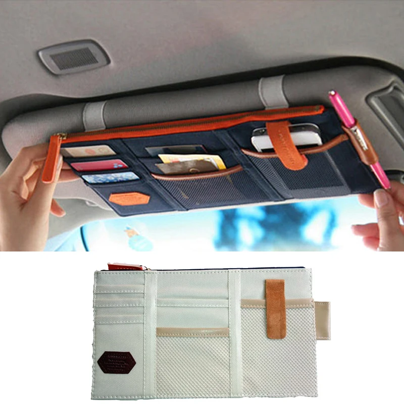 Car Sun Visor Organizer Auto Multi Pocket Pen Holder Car Sun Holder