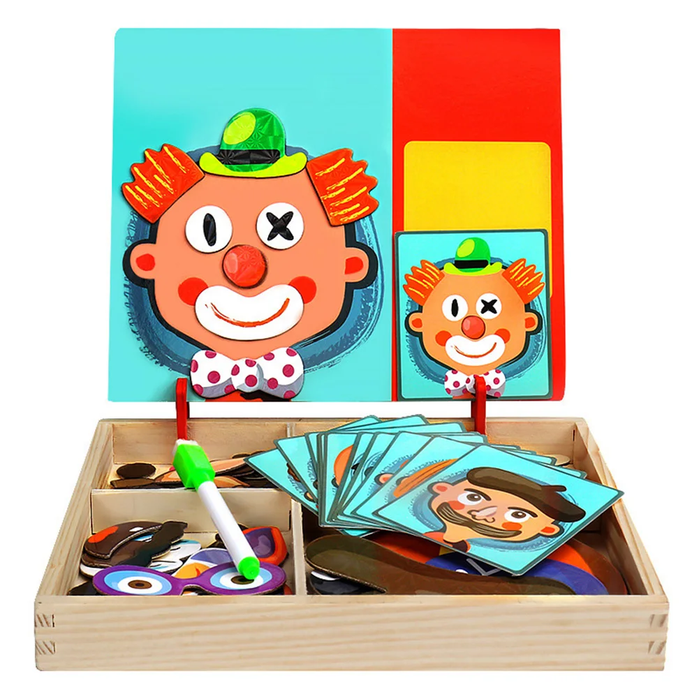 

Children Intellectual Wood Magnetic Puzzle Set Early Education Puzzle Children Drawing Board Toys