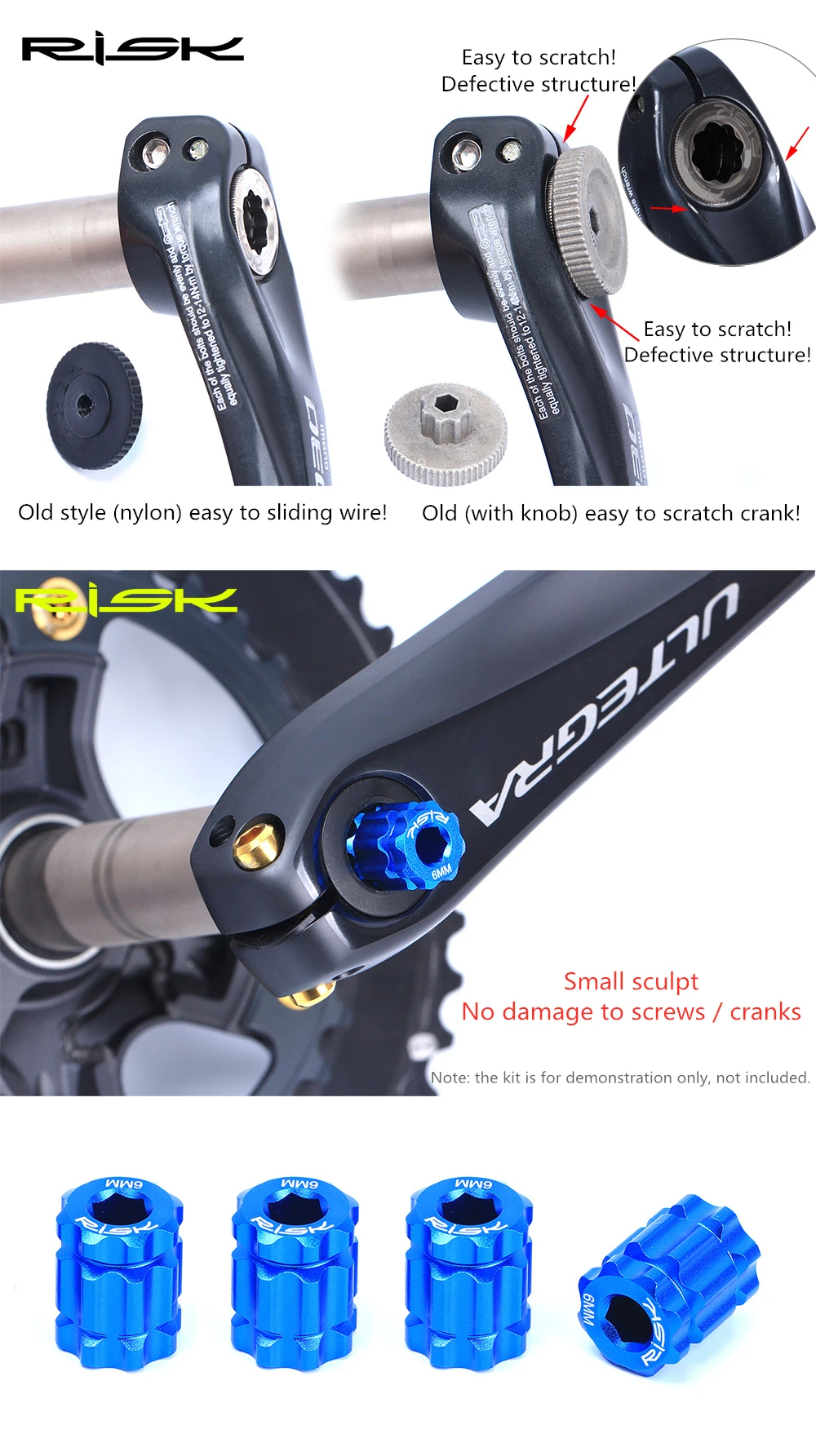 RISIKO Fahrrad Kurbel Arm Kappe Abdeckung Entfernung Werkzeug Kurbelgarnitur Bolzen Entferner Installation Reparatur Werkzeug für Shimano Hollowtech II – Detail 9