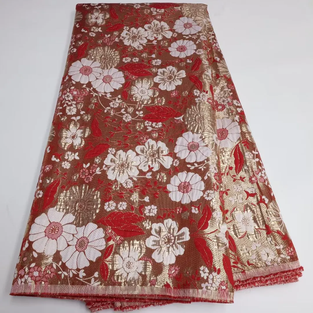 

New Design French Jacquard Lace Fabric High Quality Brocade African Lace Gild Embroidery Nigerian Lace Fabric For Wedding Dress