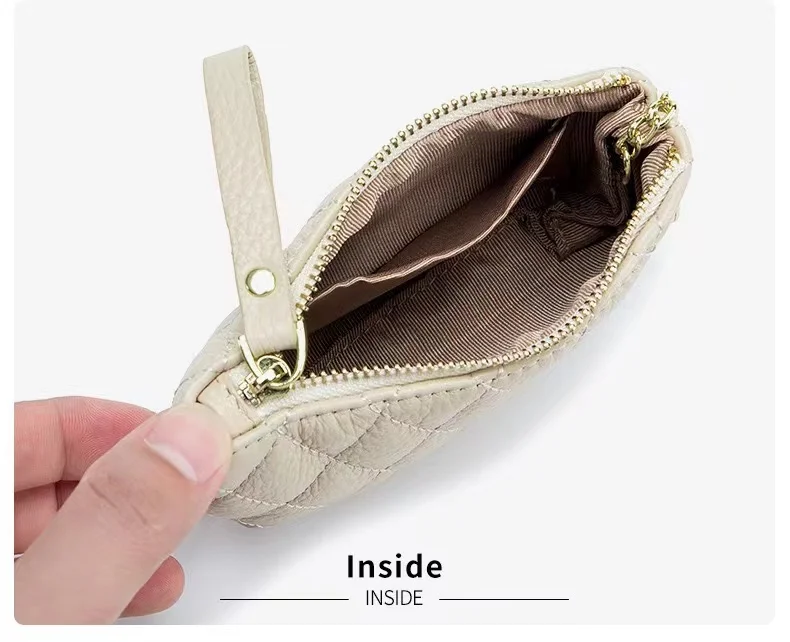 Leather shoes, embroidered zero coin purse to receive bag leather mini contracted zipper bag key bag girl