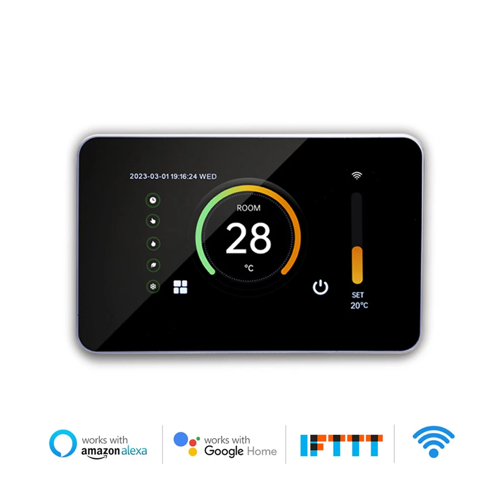 

Умный напольный термостат Tuya, Wi-Fi контроллер температуры для электрического/водяного отопления, с горизонтальным экраном, для умного дома, для Alexa Google