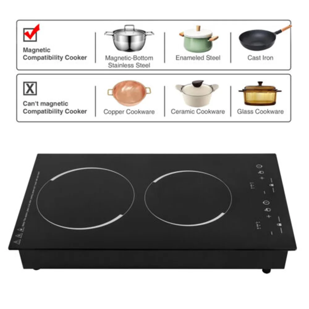 Double Portable Induction Cooktop Cooker with 2 Burner Independent Control