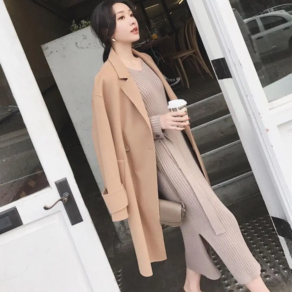 

Autumn Winter Dress Elegant V-neck Knitted Dresses for Women Slimming Soft Comfortable for Fall Winter Women Knitted Dress