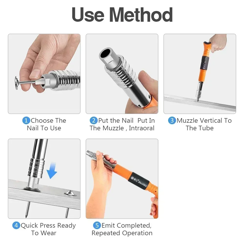 Steel Nail Rivet Gun Tool Set Manual Metalworking for Cordless Ceiling,Concrete Wall,Anchor Wire Slotting Device Staple Gun 6