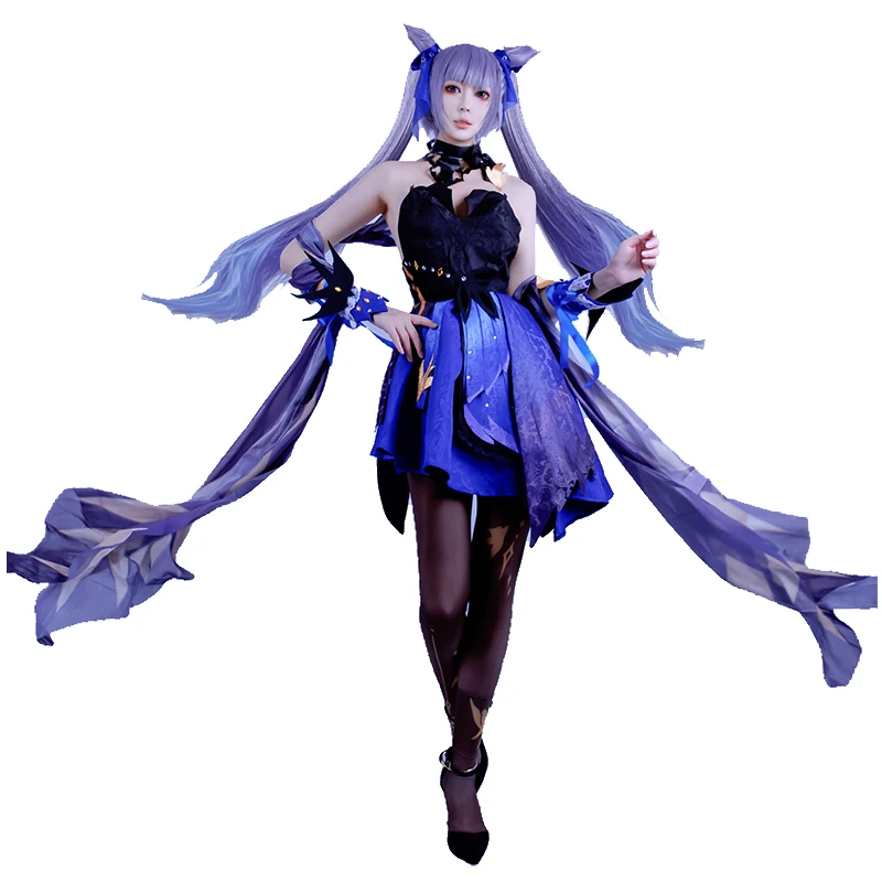 

Game Genshin Impact Keqing Cosplay Costume Opulent Splendor Keqing New Skin Outfit Lolita Anime Gorgeous Bodycon Dress Drop Ship