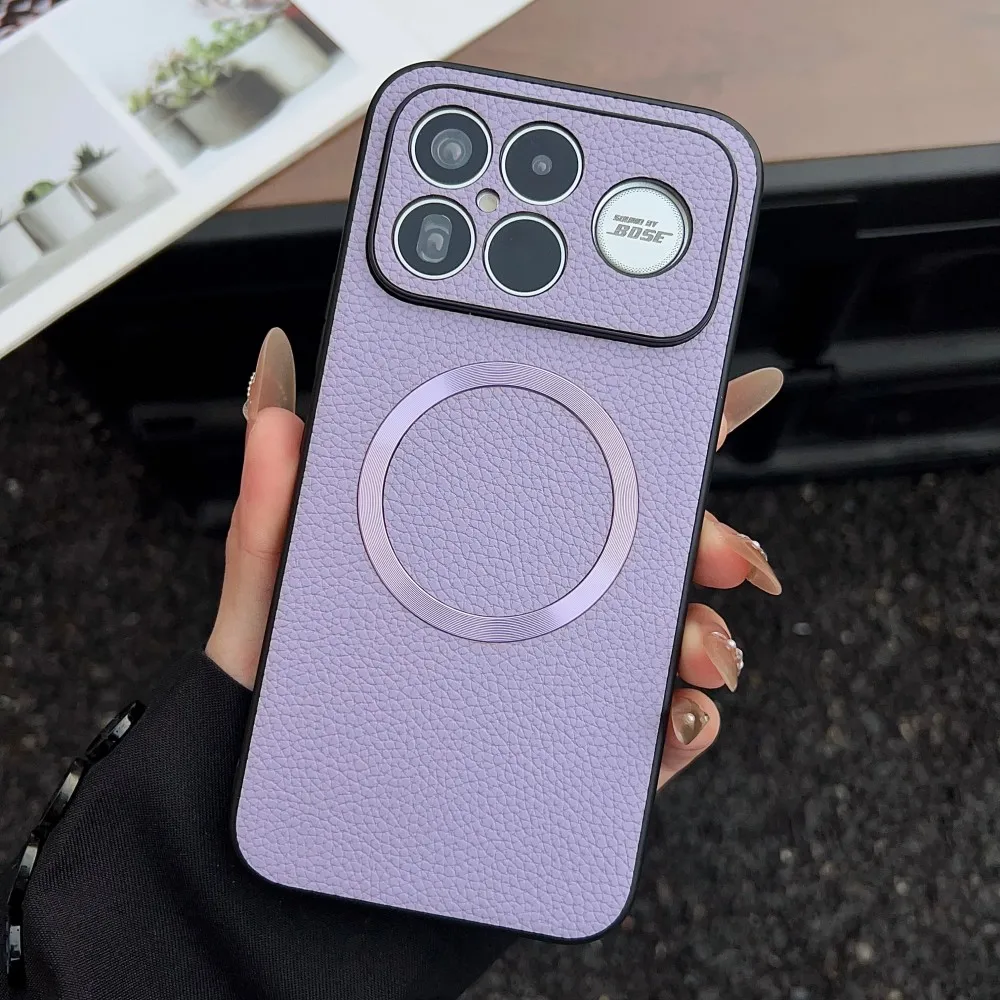 Luxury PU Leather Magnetic Wireless Charging Protective Case