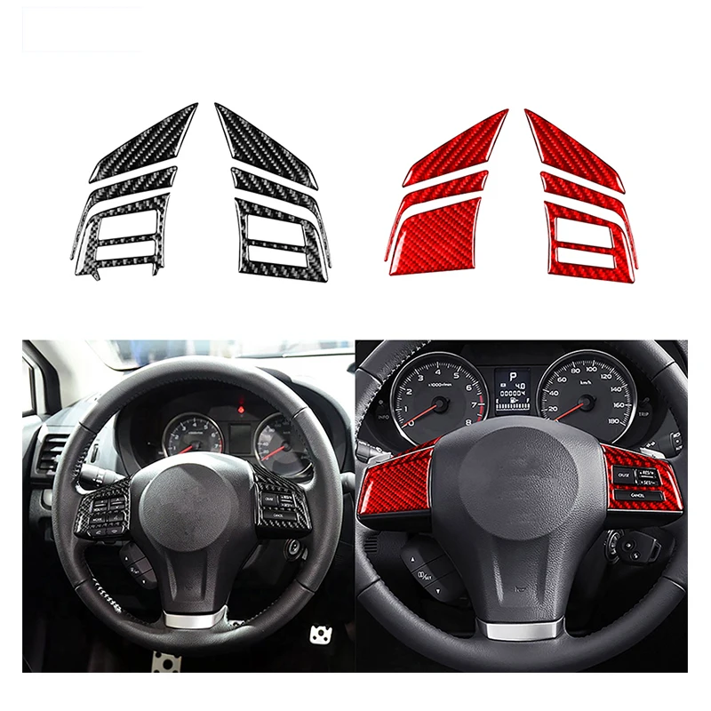 

For Subaru Impreza 12-14 XV Crosstrek 13-14 Carbon Fiber Steering Wheel Button Panel Trim Cover Car Interior Decoration Sticker