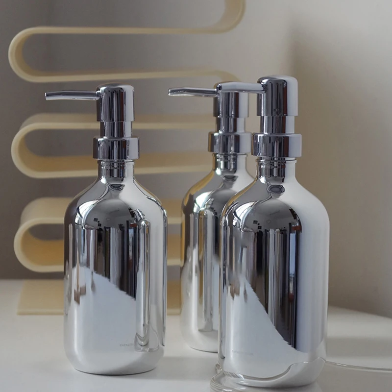 500ml Pet Silver Plating Bottle Bathroom Soap Dispensers Lotion Shampoo