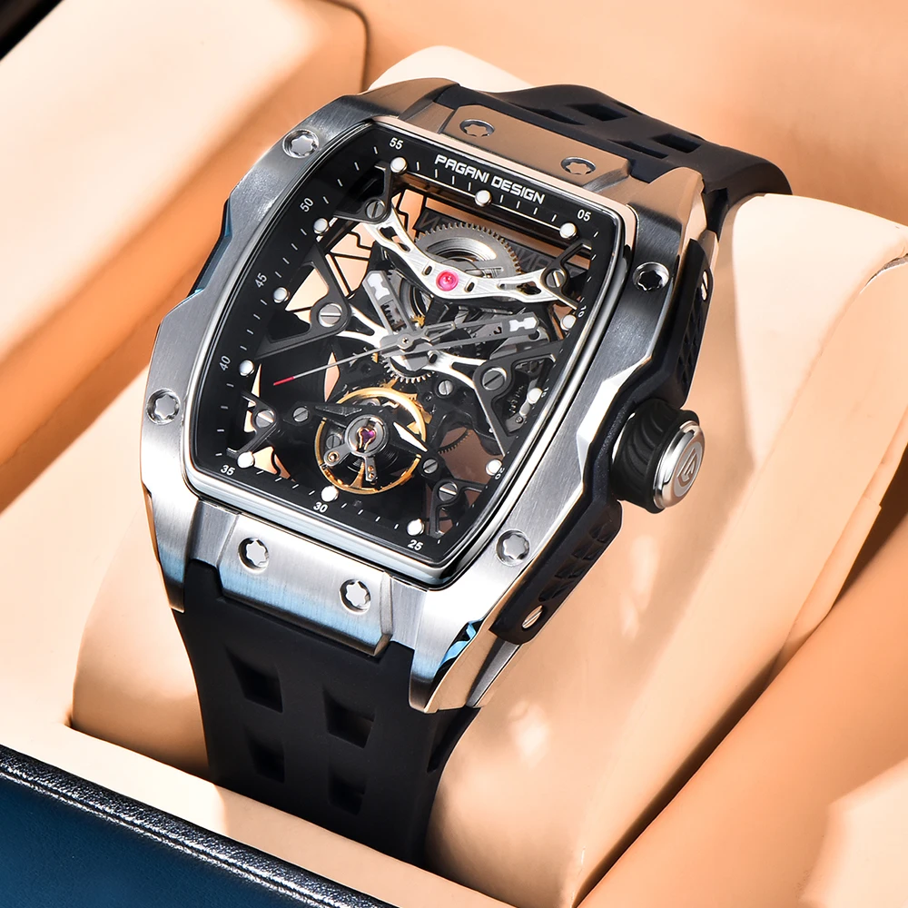Mechanical Watch for Men PAGANI DESIGN 42MM Hollow Out Luxury Sapphire Glass Automatic 50M Waterproof