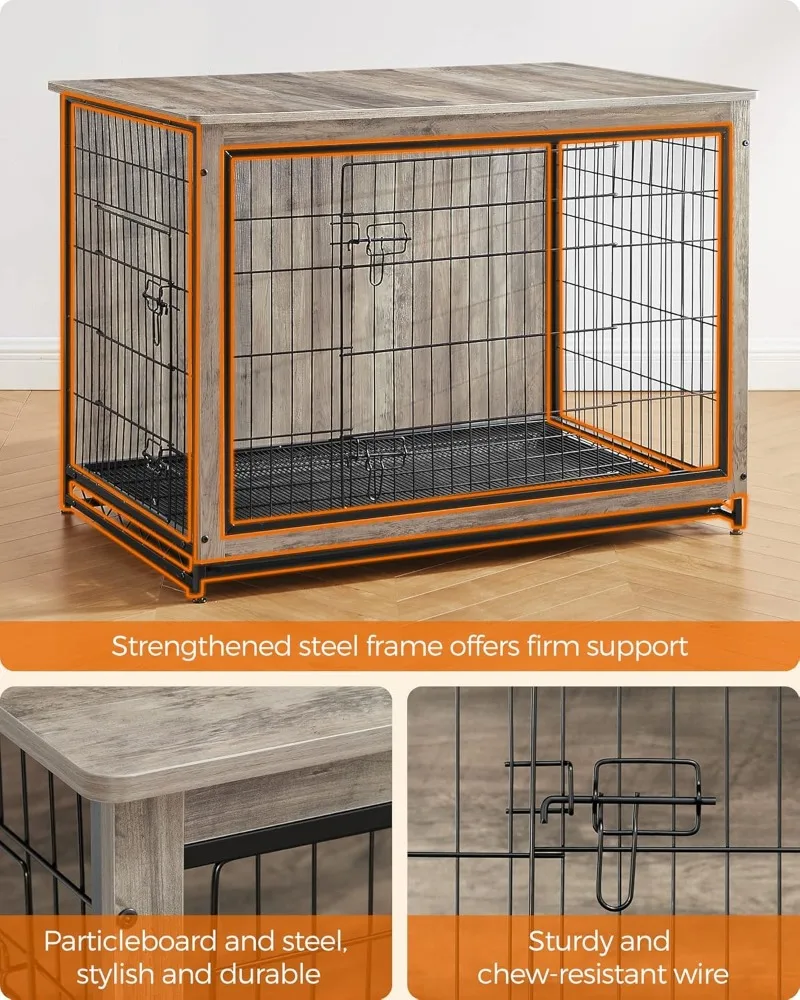 Dog Crate Furniture Side End Table Modern Kennel for Dogs Indoor up to 80 lb Heavy-Duty Dog Cage with Multi-Purpose Removable