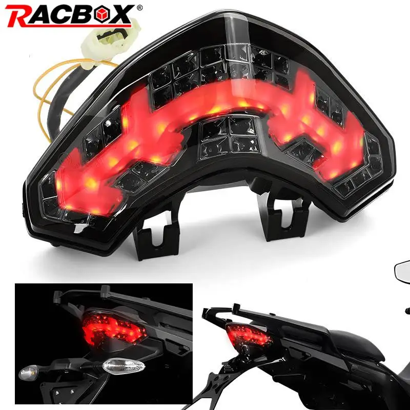 Fanale posteriore a LED per moto Rosso Giallo per Ducati Multistrada 1200 2010-2014 Indicatore di direzione posteriore che scorre Lampada freno di guida