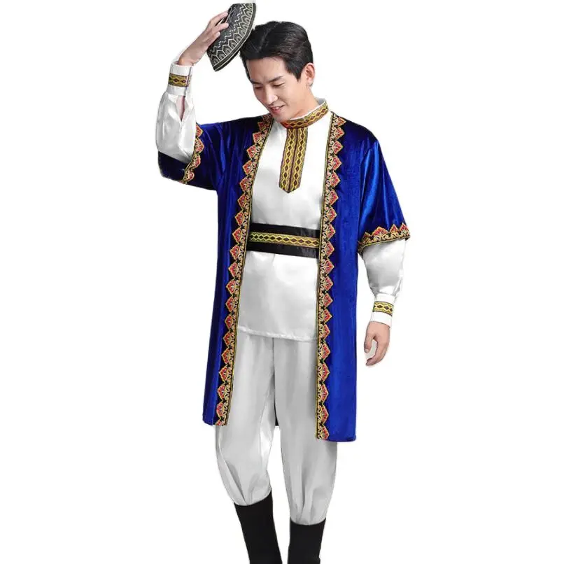 

Chinese Folk Dance Wear Ethnic Men Uygur Nationality in Xinjiang Stage Performance Clothing Festival Party Costume