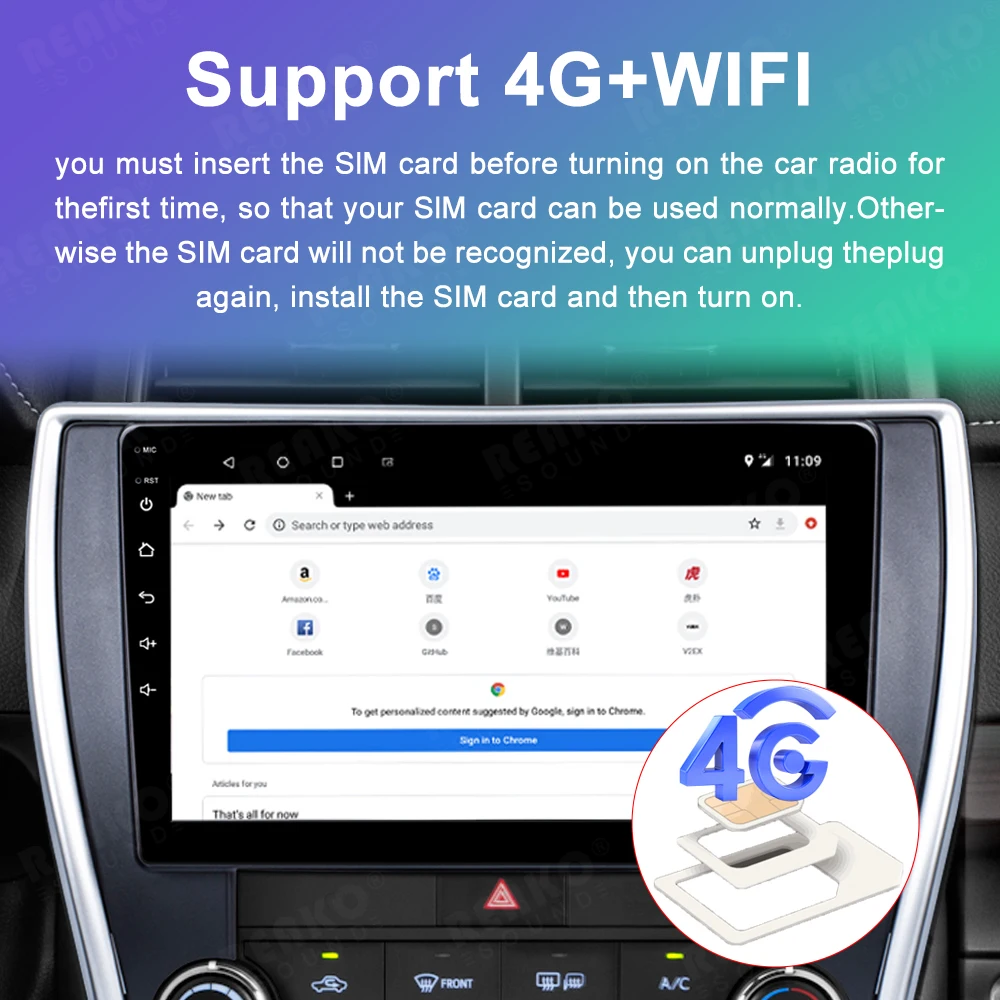 Автомобильное Радио REAKO QLED DSP Android 12 Для Toyota Camry.