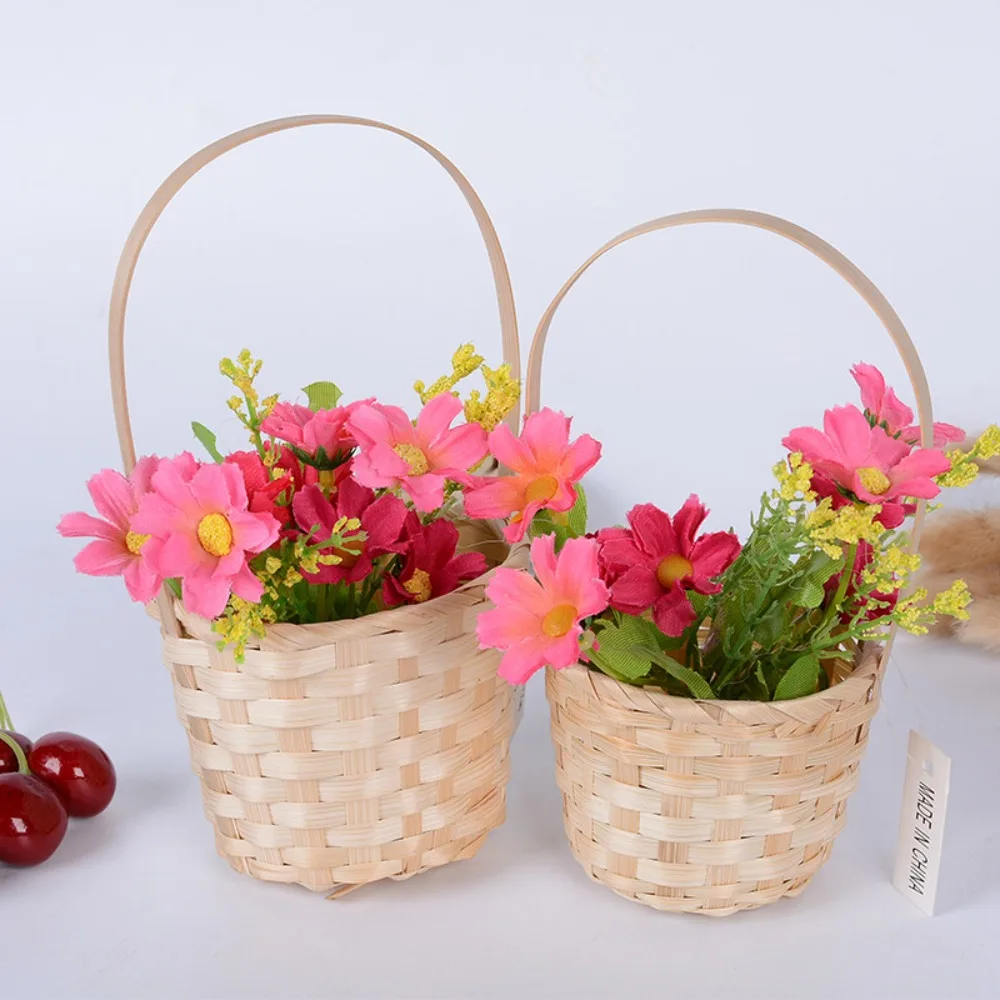 Kitchen Accessories Storage Basket New Handmade Large Capacity Rattan Fruit Basket Multifunction Durable Bamboo Flower Basket 2