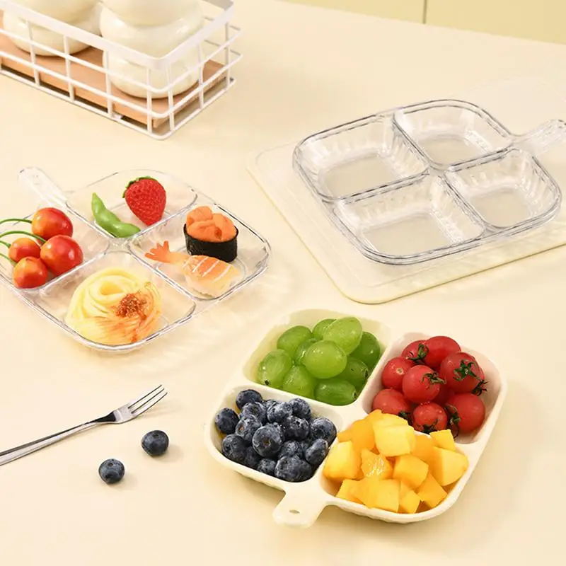 

Divided Plates Anti-Scalding Fruit Plate Creative Plates Storage Box Dried Fruit Snack 4 Compartment Serving Platters For Home