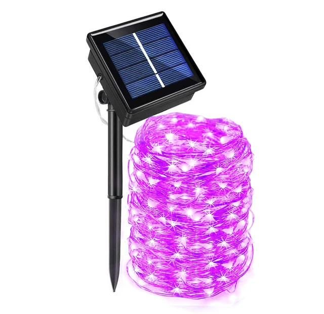 50/100/200/330 LED Solar Light Outdoor Lamp String Lights For Holiday Christmas Party Waterproof Fairy Lights Garden Garland pink-1pack