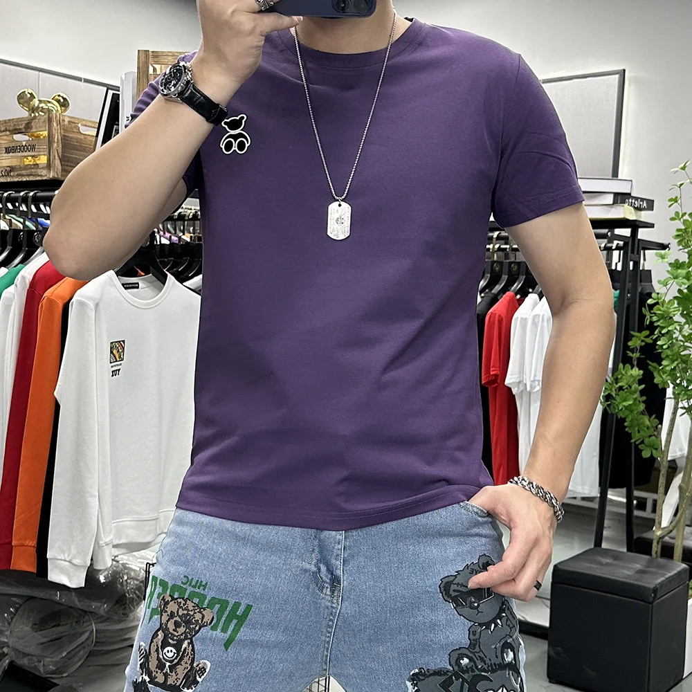 

Футболка мужская с принтом мишки тедди, хлопковая модная тенниска с коротким рукавом, майка с простом, лето