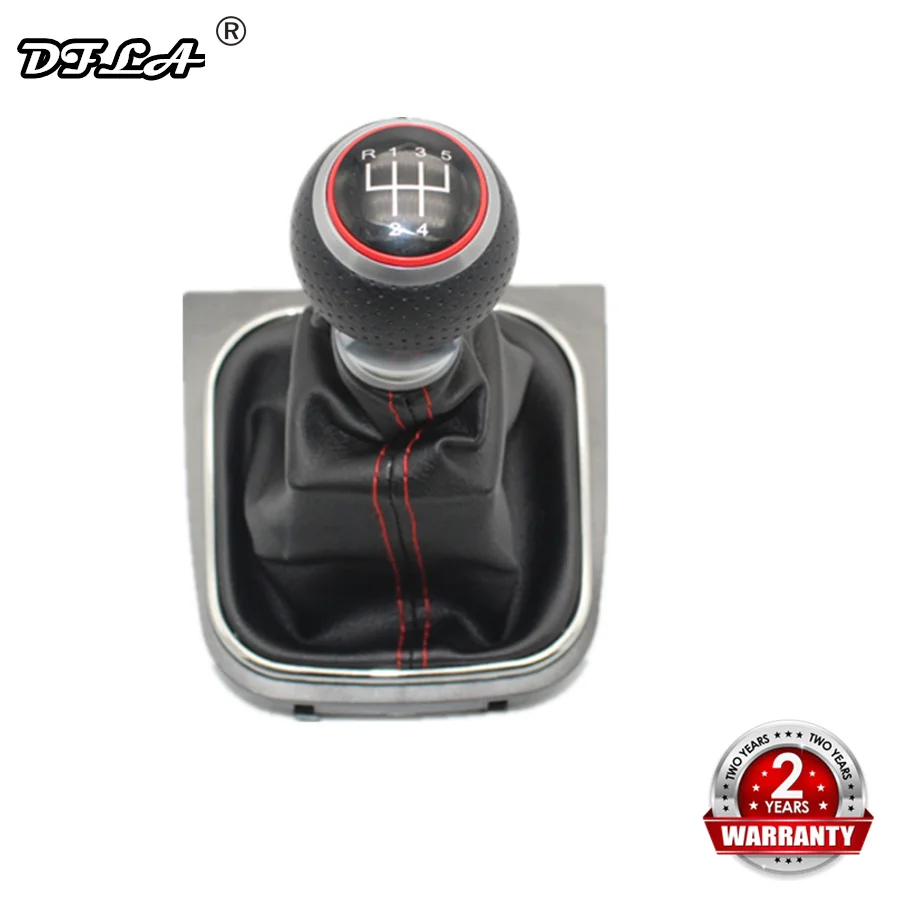 New 5 Speed Car Gear Stick Level Shift Knob With Leather Boot For Vw Jetta 5 A5 Mk5 Gli 2006