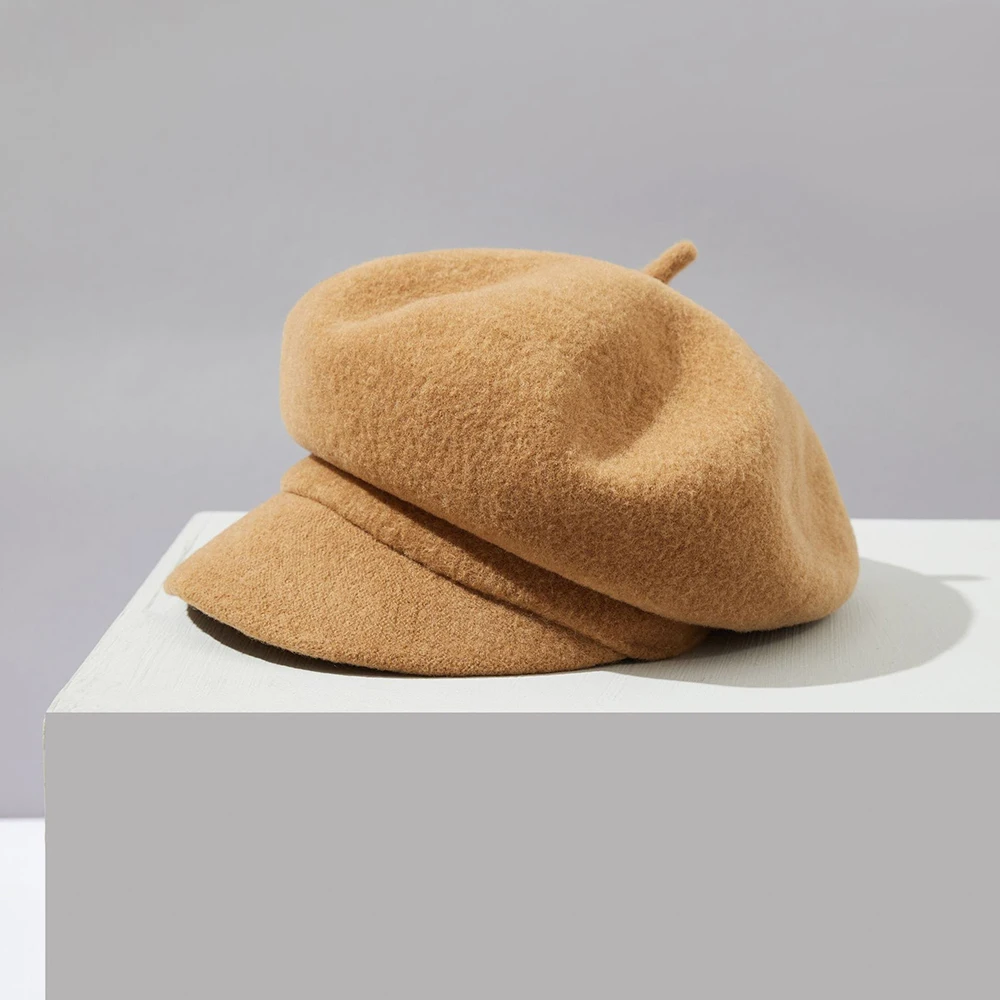 

Octagonal Cap Women Newsboy Hat Autumn Winter Wool Warm Accessory For Outdoor Painter