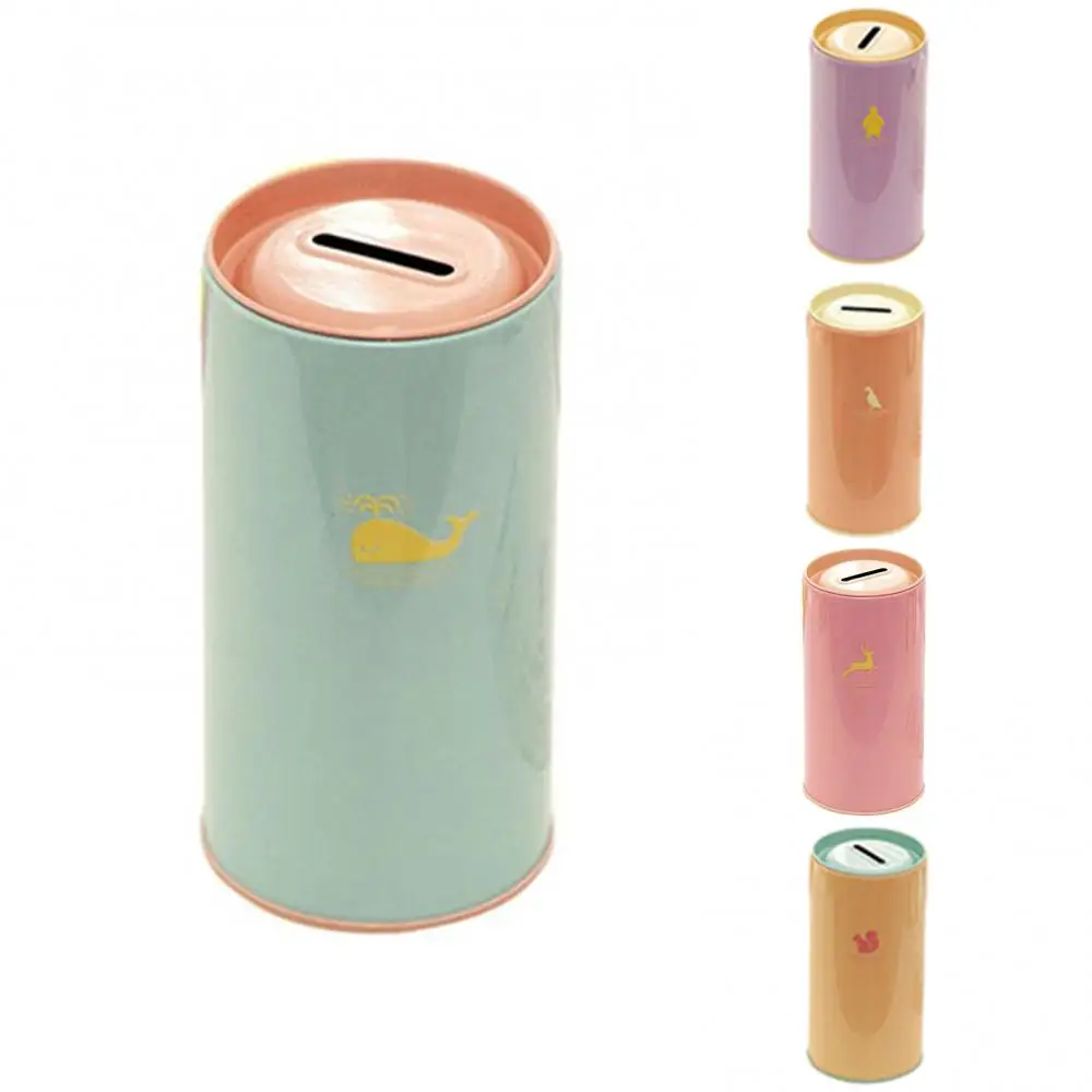 1Pcs Cute Animal Print Creative Gift Saving Bank Money Box Tin Coin Cartoon Zoo Piggy Bank Kids Room Home Decor 6