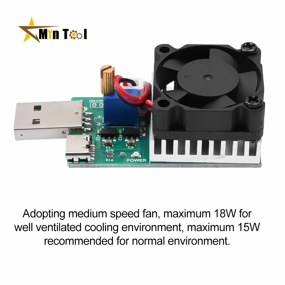 0.15A-3A USB Electronic Load Meter Module Adjustable 5V 12V Voltage 18W/22.5W Aging Resistance USB Tester for Electrician Tool