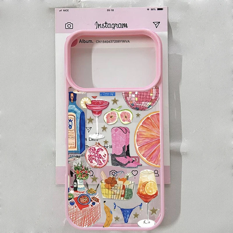 Seaside Scenery Fruit Wine Lemon Clear Phone Case – Stylish and Durable Hard Cover Shell