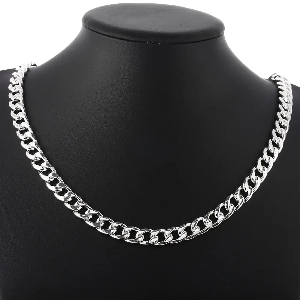 925 Silver Color 10MM solid heavy Chain Bracelet necklace Jewelry set for men 20/22/24 inch Fashion wedding Holiday Gift