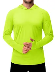 Men's Long Sleeve Sun Protection Hoodie - Breathable, Lightweight, Quick-Dry T-Shirt - CN M(US S) (Fluorescent Green)