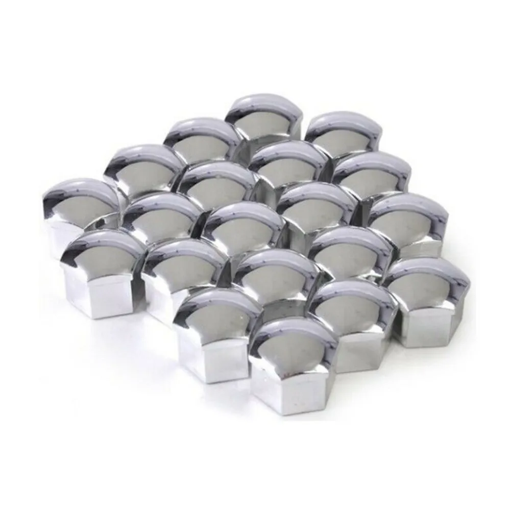 

20pcs 17mm SMOOTH SILVER ALLOY WHEEL NUT BOLT COVERS UNIVERSAL SET FOR CAR With Removal Tool Fit Any Car Wheel 17mm Bolts Or Nut