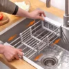 Stainless Steel Dish Drainer Kitchen Sink Rack Vegetable Rack Extendable Drying Storage Accessories Storage Kitchen Tools 3